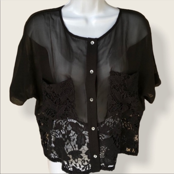 david helwani Tops - La pina by david helwani lace crochet top black Night out Size Large